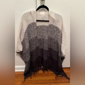 White to Grey Ombré American Eagle Open-front Sweater